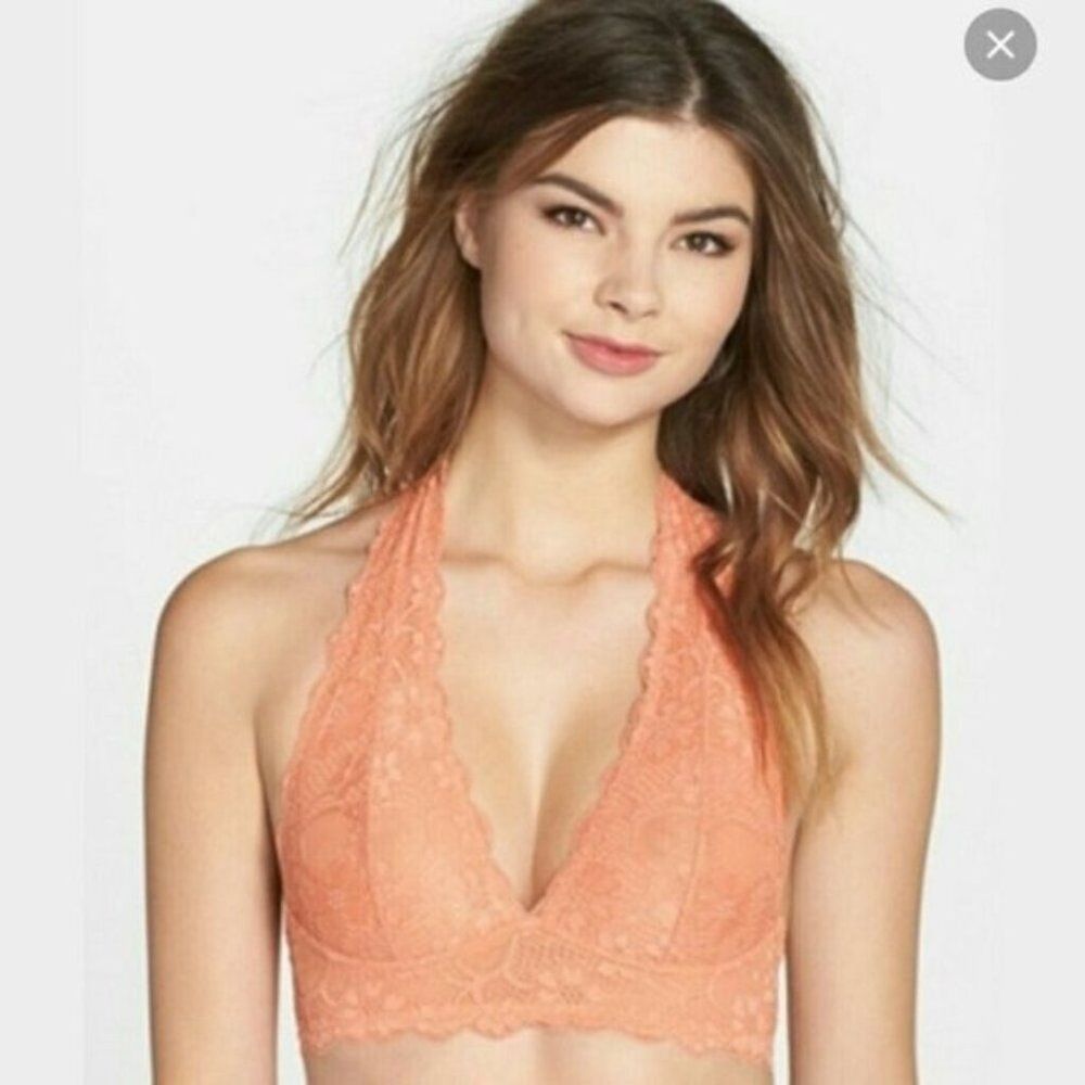 NWT Free People Galloon Halter Bralette in Orange Size Medium
